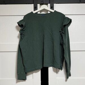 Old Navy Dark Green Ruffle Sleeve Sweatshirt